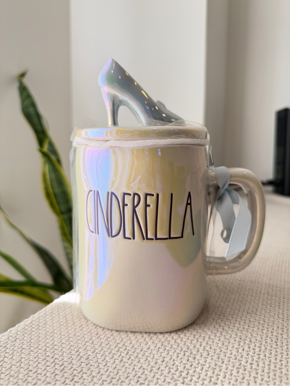 Disney Rae Dunn Cinderella Mug with glass slipper topped NWT